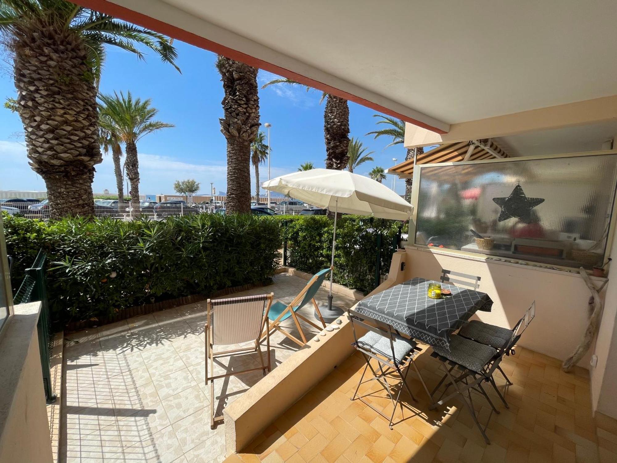 "Les Palmiers" Studio Spacieux Vue Mer Terrasse & Parking Saint-Cyr-sur-Mer Bagian luar foto